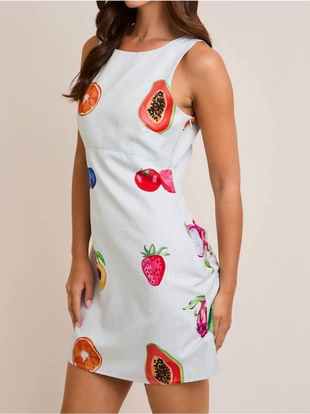 NWT Le Lis - Sleeveless Fruit Print
Gingham Mini Dress - Large